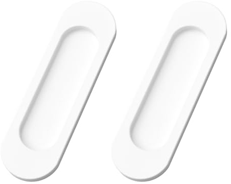 MOROBOR Selbstklebende, ovale Schiebetürgriffe, Aluminiumlegierung, versteckter Griff für Schiebetüren, Schränke, Schubladen, 2 Stück (Weiß, 100 mm)