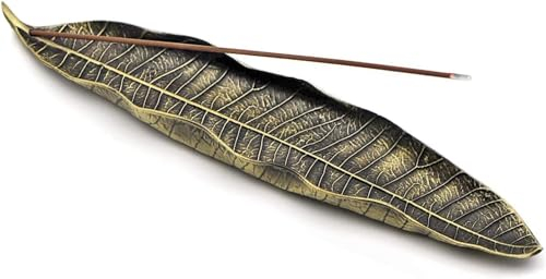 Blätter Metall Räuchergefäß,Räucherstäbchen Halter Gold, 20,8 cm Zink Legierung Ash Catcher, Für Räucherstäbchen, Gelten Zuhause, Büro, Yoga, Meditation