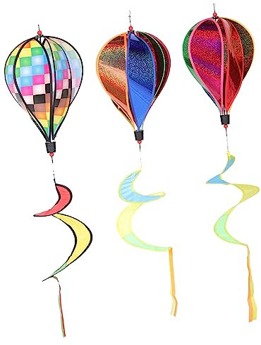 POPETPOP 3stücke Heißluftballon Windmühlendekor Zum Aufhängen Spiralballon Für Garten Bunte Windräder Als Außengestaltung Hängende Ornamente Aus Hochwertigem Material