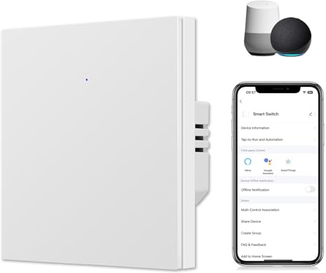 CNBINGO Smart Lichtschalter Unterputz in Weiß, WLAN Wandschalter, 1-Fach