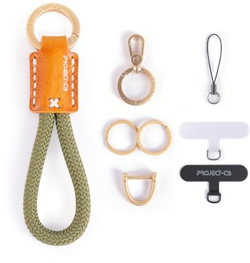 project-cb Correa de Dedo para Teléfono Celular, Finger Strap, llavero, Enganche Móvil Colgar 2, Anillas para Llaveros 2, Cuerda para móvil(Verde-G)