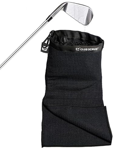 Club Scrub Golfschläger- und Ball-Reinigungstasche, schwarz, Golf-Handtuch, Mikrofaser, wasserdicht, maschinenwaschbar