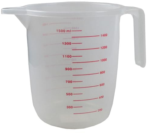 Taza Medidora XL - Gran tamaño hasta 1,5 litro | Vaso medidor de Plástico duradero con marcas de escala para líquidos | Jarra Medidora con Capacidad de 1500ml | Resistente y Ligero