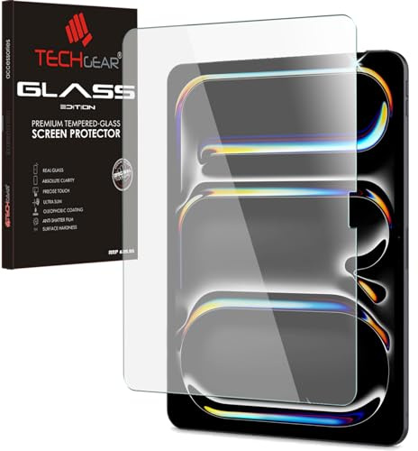 TECHGEAR Pellicola salvaschermo antiriflesso in vetro temperato per iPad Pro 11 2024, durezza 9H, antigraffio, senza bolle, realizzata per Apple iPad Pro 11 (M4) di 5a generazione