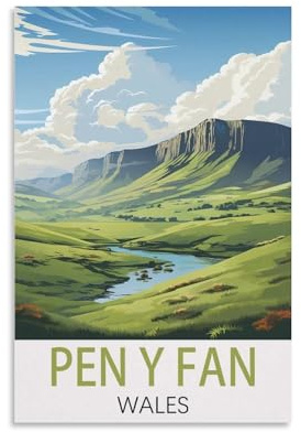 CEYHNO Pen Y Fan Wales Vintage Travel Posters 08x12inch(20x30cm) Canvas Art Poster And Wall Art Picture Print Modern Family Bedroom Decor