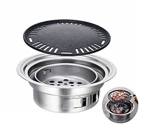 Barbecue a carbonella Barbecue a carbonella Barbecue in Acciaio Inox Barbecue a carbonella Barbecue Rotondo Antiaderente Barbecue Portatile a carbonella per Campeggio all'aperto Barbecue
