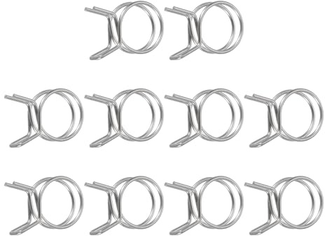 sourcing map 10Pcs 19mm/0.75inch Inner Dia Double Wire Spring Hose Clamp, Stainless Steel Adjustable Spring Clips for Hose Fuel Line Silicone Tube Water Pipe Air Pipe