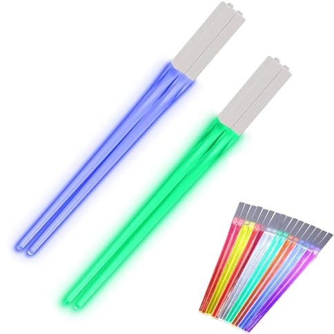 ZJHESXV 2 Pares de Palillos de luz con Forma de Sable Que se iluminan, Palillos Luminosos, Palillos de Seguridad con luz LED con 9 Modos de Color, Palillos de Sushi con luz para cenas y reuniones
