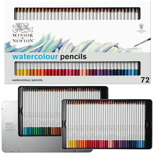 Winsor & Newton 2090007 Studio Collection Watercolor Pencil Set - 72 Vibrant Colours in a Metal Box, Shatterproof Soft Colour Release Painting Pencils for Adults and Artists
