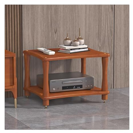 Mueble hifi mueble tocadiscos Soporte para medios audiovisuales Estantería para audio y video con ruedas universales Estante para consola de videojuegos Estantes ajustables para torre de audio(Teak,60