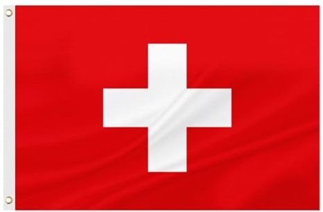 ASUNO Schweiz Flagge 90×150 CM, Polyester, Schweizerische National Banner mit 2 Messingösen, Doppelseitig, Leuchtende Farben, Farbbeständig, für Garten, Rasen, Patio
