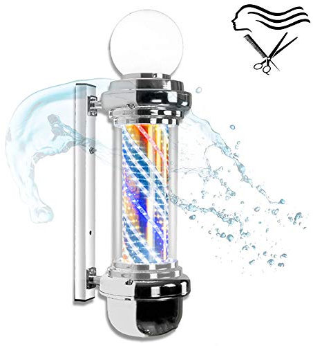 LVSEWOA Poste de barbero LED Iluminado y Luces giratorias Logotipo de barbería y barbería, Letrero de salón Luz de 68 cm Grande Muy Brillante, Montaje en Pared, Impermeable, Retro