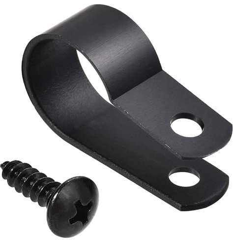 TA-VIGOR 50Pcs Nylon R-Type Cable Clamp Clips, 16mm Plastic Cable Clamp Assortment Kit Fastener, Plastic Wire Clamp Clips for Electrical Cable Wire Conduit Cable Management, Black