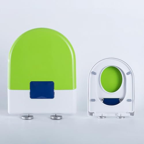 Wttfc Abattant WC 2 en 1 Family avec RéDucteur Enfant IntéGré,Cuvette Toilette avec Frein De Chute Et CharnièRe RéGlable, Lunette WC Enfant IntéGréE, Installation Facile,36 * 45cm,Vert