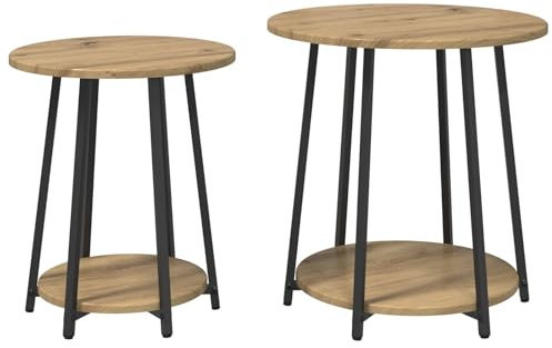 vidaXL Set tavolini 2 pz Rovere Artigianale e Nero 50 x 50 x 51 cm