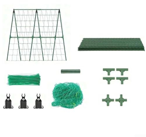 DAZZLEEX Gurken-Rankgitter-Set, Gartenpflanzen-Stützrahmen, Kletterranken-Unterstützung für Kletterpflanzen, Outdoor, A-Rahmen, Rankgitter, Pflanzenstütze für Hochbeet, Reben, Gemüse, Bohnen (80 x 80