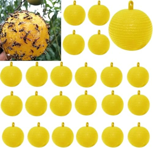 20 piezas de atrapamiento de mosquitos interior, bola de trampa para moscas suspendida, trampa para insectos, mosca de trampas pegajosas, atrapamoscas de fruta, captura de plagas al aire libre, atrapa