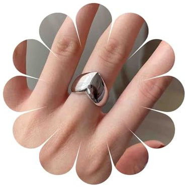 Cybche Vintage Chunky Heart Ring Argento Aperto Regolabile Spesso Cuore Amore Anello Minimalista Matrimonio Cuori Nocche Dito Anelli Dichiarazione Gioielli Per Le Donne
