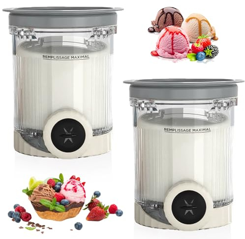DAZZTIME Recipiente para Helados Ninja Creami,2 Piezas Accesorios para Máquina de Helado Serie NC700 NC701EU,Sin BPA,Apto para Lavavajillas