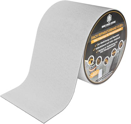 HSS Reparaturband VLIES+ 15cm x 5m für Flüssigkunststoff | 5 m x 15 cm · Selbstklebend · Vlies+ · Für Flüssigkunststoff & Dachabdichtung · Dachrinnen Reparaturset · Ohne Bitumen