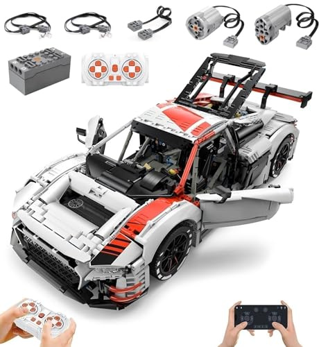 Technik Auto für R8 LMS GT3, Mit 2Motoren Set, 1:8 Groß Auto Modellbausatz, 3314 Teile MOC Klemmbausteine Rennauto Set, Automodell Sammlerstück Geschenk für Autofans, Keine Originalverpackung