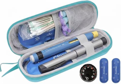 NEXUS-Borsa Termica per Insulina, Custodia per Diabetici da Viaggio con 2 Ghiacci Riutilizzabili, Portatile Porta Insulina per Viaggio e Uso Quotidiano N1BAGVERDEACQUA