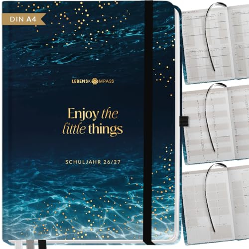 Lebenskompass® Lehrerkalender 2026/2027 DIN A4 ”Dive” - Schuljahresplaner Hardcover mit Wochen & Monatsübersichten, Klassen & Notenlisten, Stundenplänen für Lehrerinnen und Lehrer