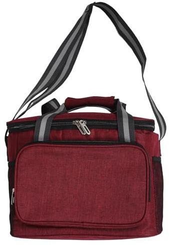 FONDOTIN Glacière Isotherme 15l Rouge Profond, Paquet à Lunch Portable Imperméable Doublure Thermique, Grand Rangement pour Pique-niques, Travail et Repas en Extérieur