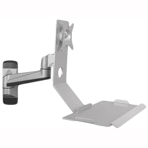 Skärmstativ för väggmontering, vikbar justerbar roterande arbetsstation för 15-27 tums skärmar, enkel installation, platsbesparande design, 60 x 21 cm bricka