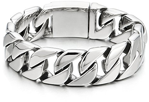 COOLSTEELANDBEYOND 22CM Große Maskulinen Stil Edelstahl Panzerkette Herren Armband, Poliert