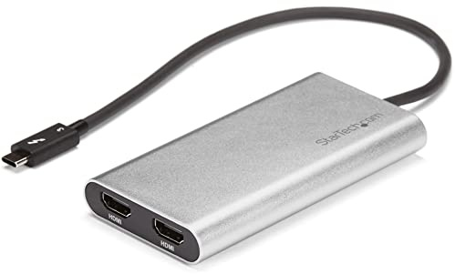 StarTech.com Thunderbolt to Dual HDMI 2.0 Adapter, Dual 4K 60Hz Thunderbolt to HDMI Converter, 2x Monitor Video Display Adapter, Mac & Windows