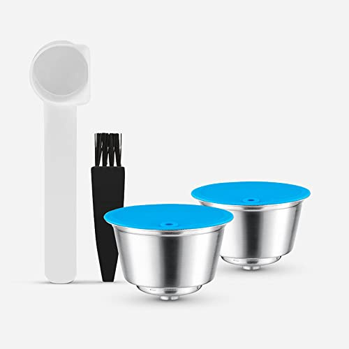 i Cafilas für do lce gu sto kapsel wiederverwendbar kapseln nachfüllbar Edelstahl Nachfüllbare Kapsel mit 1 Plastiklöffel + 1 Reinigungsbürste,2 pack