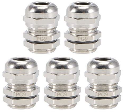 sourcing map PG9 Cable Gland 4mm-8mm Wire Hole Waterproof Metal Joint Adjustable Locknut with Washer 5pcs
