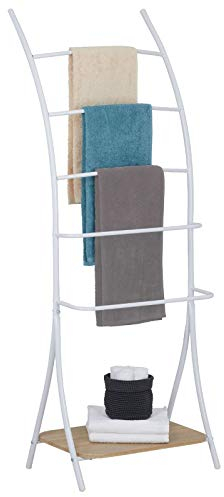 IDIMEX Handtuchhalter Edy mit 5 Handtuchstangen und Ablage weiß/Sonoma Eiche - Handtuchständer modern Badetuchhalter freistehend