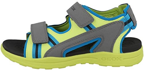 Geox Bambino J Vaniett Boy B Sandali Bambini e ragazzi, Grigio/Verde (Grey/Lime), 24 EU