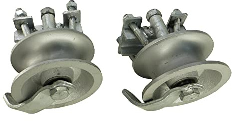 Pair of Chain Link Sliding Gate Rollers for 1-5/8 Pipe Track with Double U-Bolt and Safety Catch-by Sourdough Gate Hardware