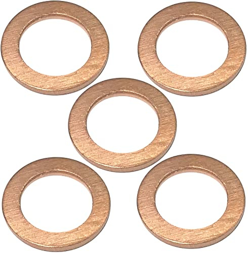 AERZETIX C48908 Arandelas de sellado planas Ø6.7mm Ø10mm H1mm | Juego de 5, Cobre, DIN 7603