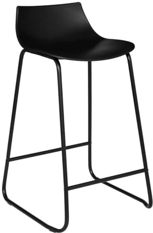 Atmosphera - Sgabello da bar Otac nero - Altezza 82 cm, Altezza seduta 66 cm - Gambe in metallo con poggiapiedi - Per cucina, isola centrale