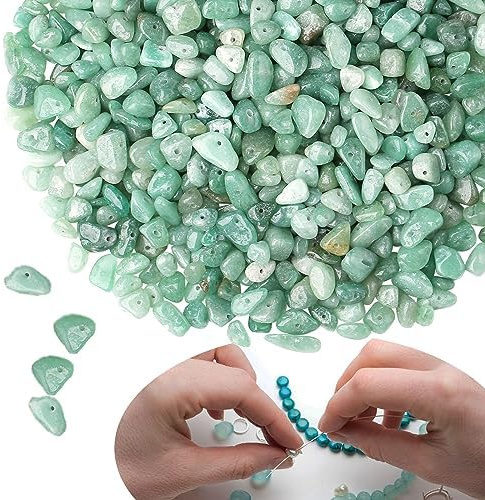 Xiannvxi Grün Aventurin 400 Pcs Perlen zum Auffädeln Kristalle Kristall Steine für Armbänder Ketten Ohrringe Schmuck Machen Crafting Natürlichen Unregelmäßige Gebohrt DIY Edelsteine 5-8mm