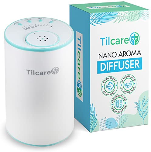 Nano diffuseur d'huiles essentielles sans Eau pour aromathérapie - Diffuseur de Parfum pour Chambre et Voiture sans Fil, Rechargeable - Diffuseur et nébuliseur thérapeutique - Blanc