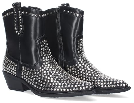 shoes&blues.es Stivaletto Donna con Tacco Punta Sottile Ornato con Borchie Metalliche Otono Inverno 2023, Nero , 37 EU
