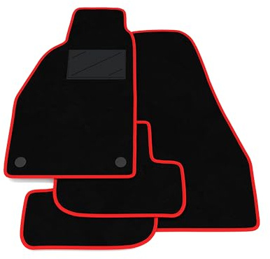 Tappetini compatibili con Alfa Romeo Spider 916 1994-2005, bordo rosso, kit tappetini auto personalizzati, set tappeti in velluto, tappeto auto