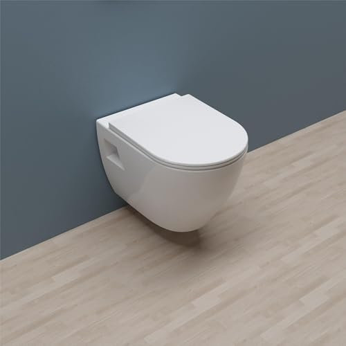 Huibathroom Bathroom Modern Wall Hung Toilet Pan with UF Slim Soft Close Seat