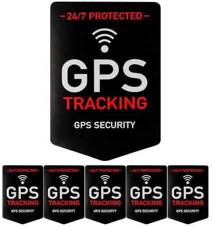 Dekal set GPS TRACKING, 6 st, 5 x 3,5 cm, självhäftande film, självhäftande utomhus, varningsdekal för inomhus- och utomhusbruk, stöldskyddsdekal, GPS-larmdekal