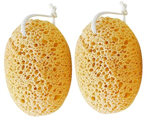 Esponja Exfoliante de Baño 2 Piezas de Esponja Polimérica | Diseño Cordón, Almacenamiento Práctico, Estilo Sencillo, Uso Diario Ducha