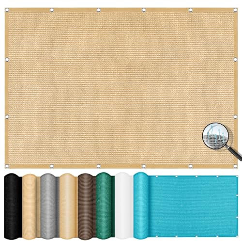 Tenda a Vela Ombreggiante Traspirante 3 x 6.5 m, Antivento/98% Protezione Uv, Sabbia, Vela Ombreggiante Quadrata, Vele Parasole Traspirante, per Giardino, Pergola, Giallo sabbia