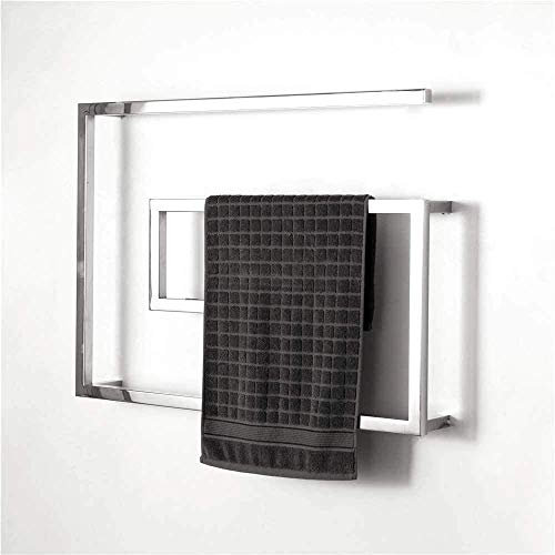 Scaldasalviette/Scaldasalviette, Scaldasalviette Elettrico Portasciugamani Curvo in Acciaio Inossidabile Cromato Lucido con Interruttore LED, 4 Barre Riscaldate, Portasciugamani Caldo (Plug in Un Col