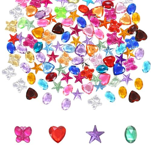HEOUCH 200 Stück Acryl Diamanten für Kind, Transparent Gemas, Bunt Edelsteine, Füller Dekoration, Geeignet für Kostüme, Partys, Landschaftsdekoration, DIY Schöne Geschenke