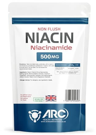 Vitamin B3 Niacinamide 500mg 180 Tablets - High Strength - Suitable for Vegans & Vegetarians - Made in UK