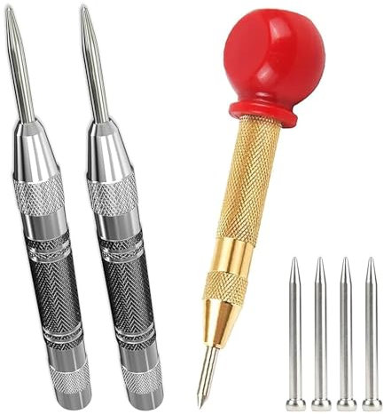 ﻿ HAPPOW 3 Stück Automatik Körner, Federkörner, Körner Metall werkzeug, Center Hole Punch mit 4 Ersatzspitzen, für Metall, Holz, Glas und Dünne Stahlbleche ﻿